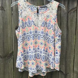 Women’s Caramela Tribal Print with Lace Blouse